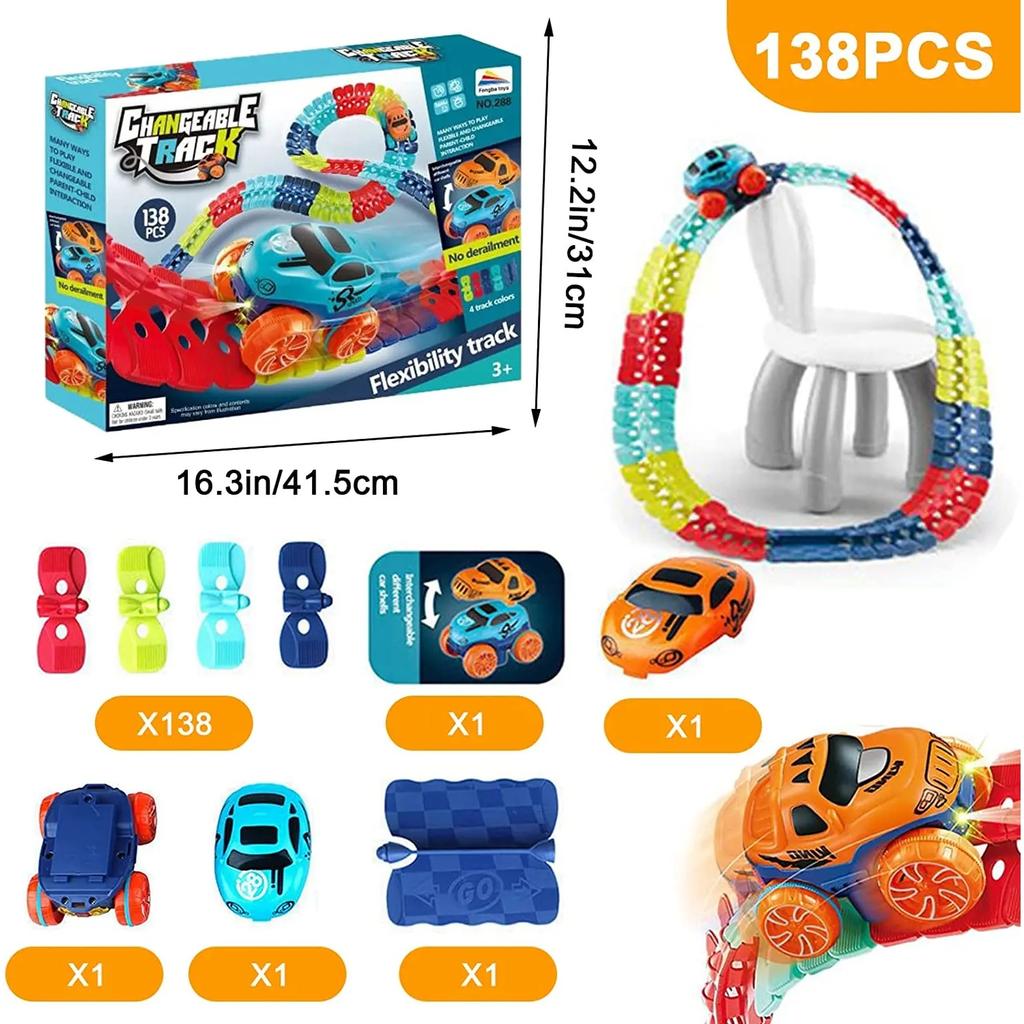 Новый набор для гоночных трасс Zero Gravity Car, гоночные трассы для детей со светодиодной подсветкой, гибкие волшебные гоночные трассы, игрушки, подарки