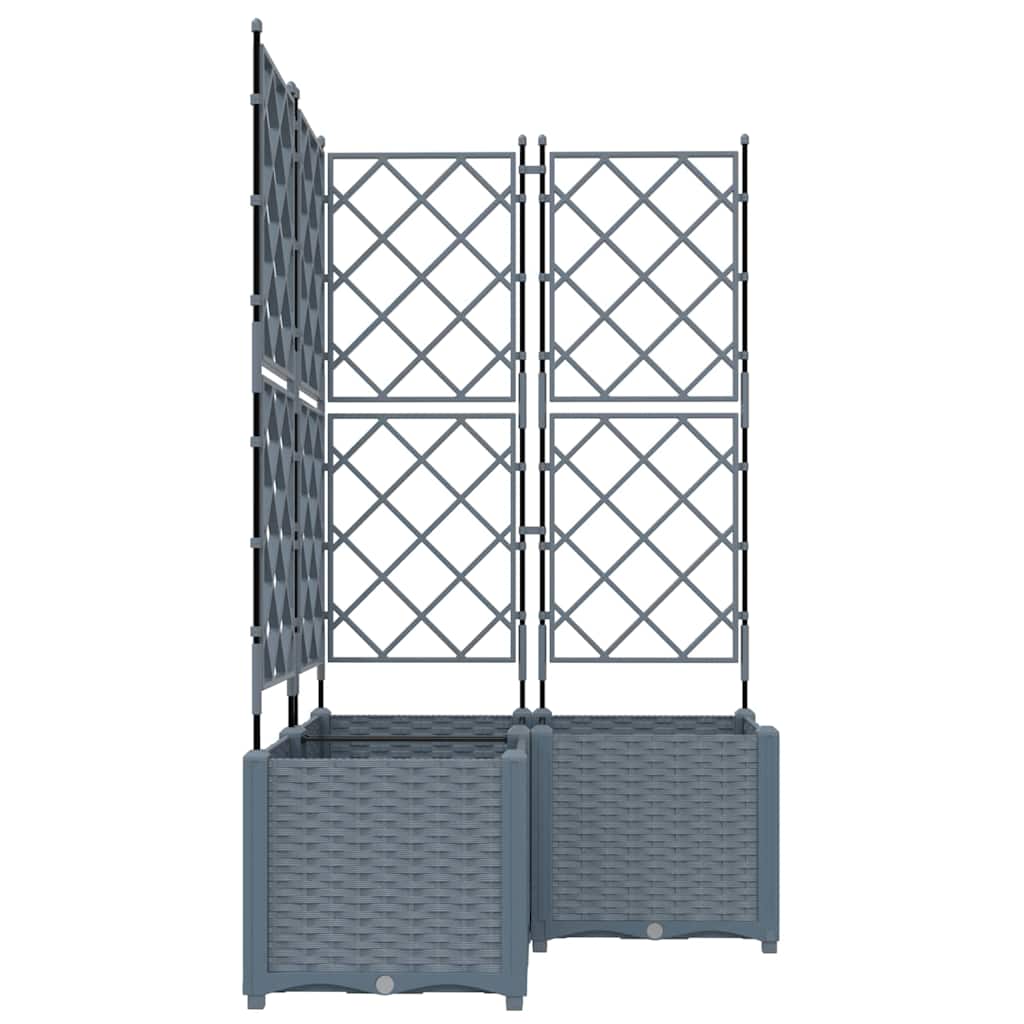 Garden Planter Set 3 pcs Light Grey 80 x 80 x 143 cm Plastic