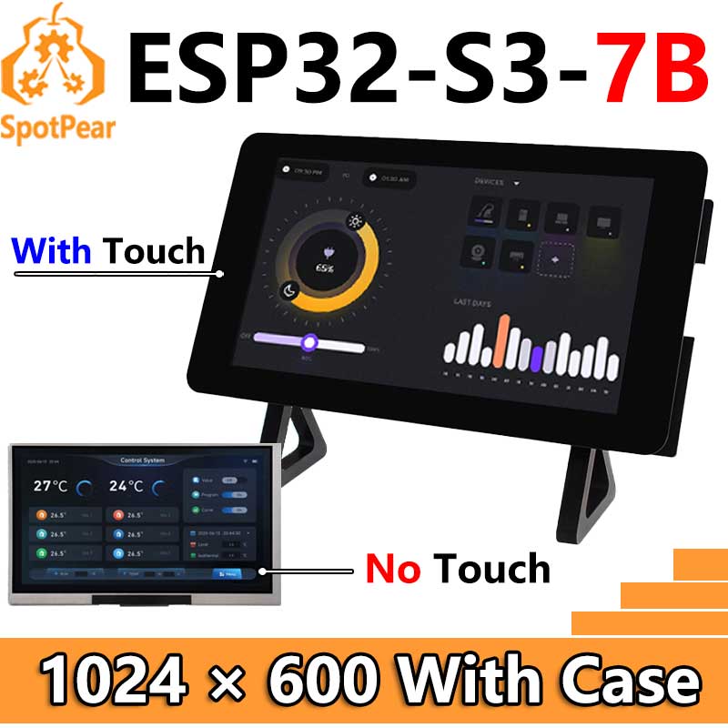 ESP32-S3 7-дюймовый ЖК-дисплей 7-дюймовый сенсорный экран 7B 1024×600 N16R8 CAN RS485 Сенсор Waveshare ESP32-S3 LCD-7B