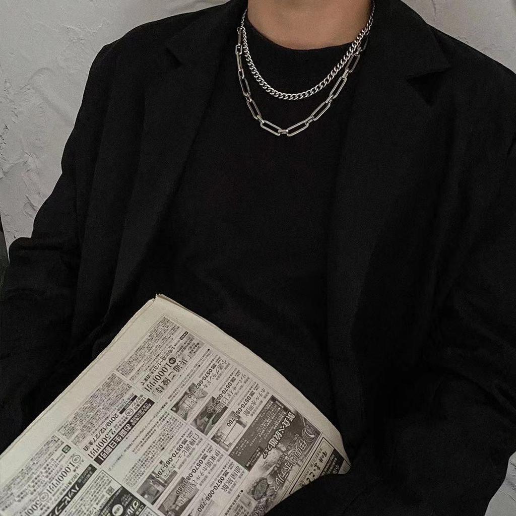 Трендовое двухслойное ожерелье из титановой стали с ретро-подвеской — стиль хип-хоп, универсальный и уникальный аксессуар