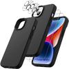 Protective Case - BOOLING - for iPhone 14 Plus - Black TPU Silicone - 2 Tempered Glasses