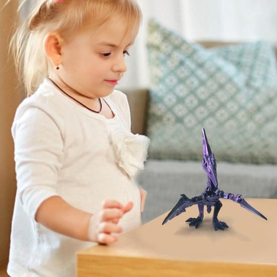 3D Printed Pterosaur Dino Skeleton with Articulated Joints Dinosaur Fidget Toy for Stress Relief Home Office Decor Executive Desk Toy