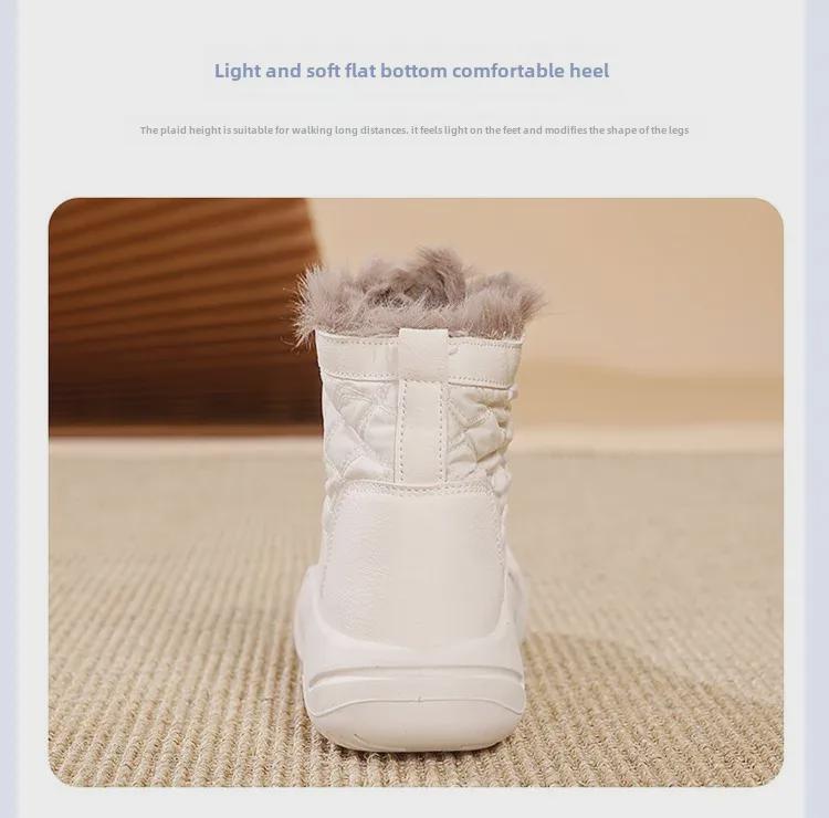 Women's 2024 Velvet High-Top Leather Boots: Warm Cotton Short Boots YB-98