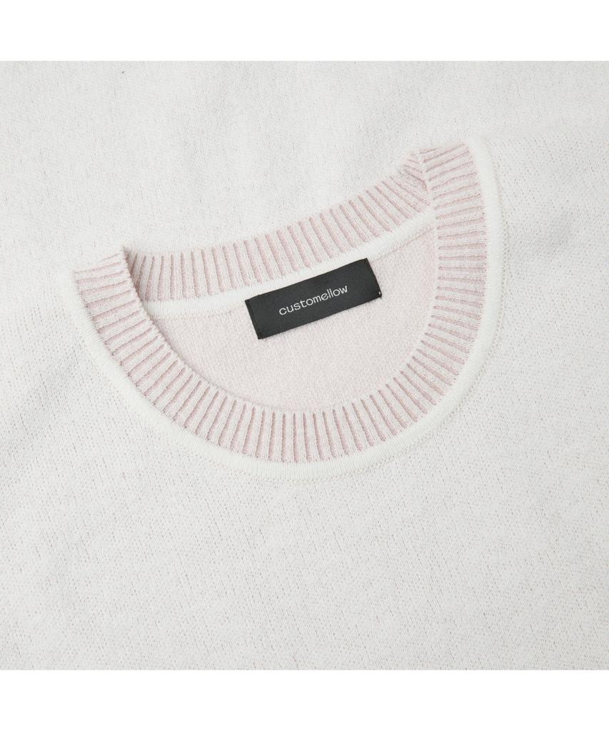 Keoseuuteommellou Pink Two-Tone Half Round Neck Sweater Cwwam26422Pix