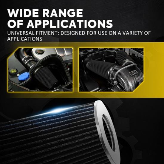 4" BLACK Truck Long Performance High Flow Cold Air Intake Cone Dry Filter EXV