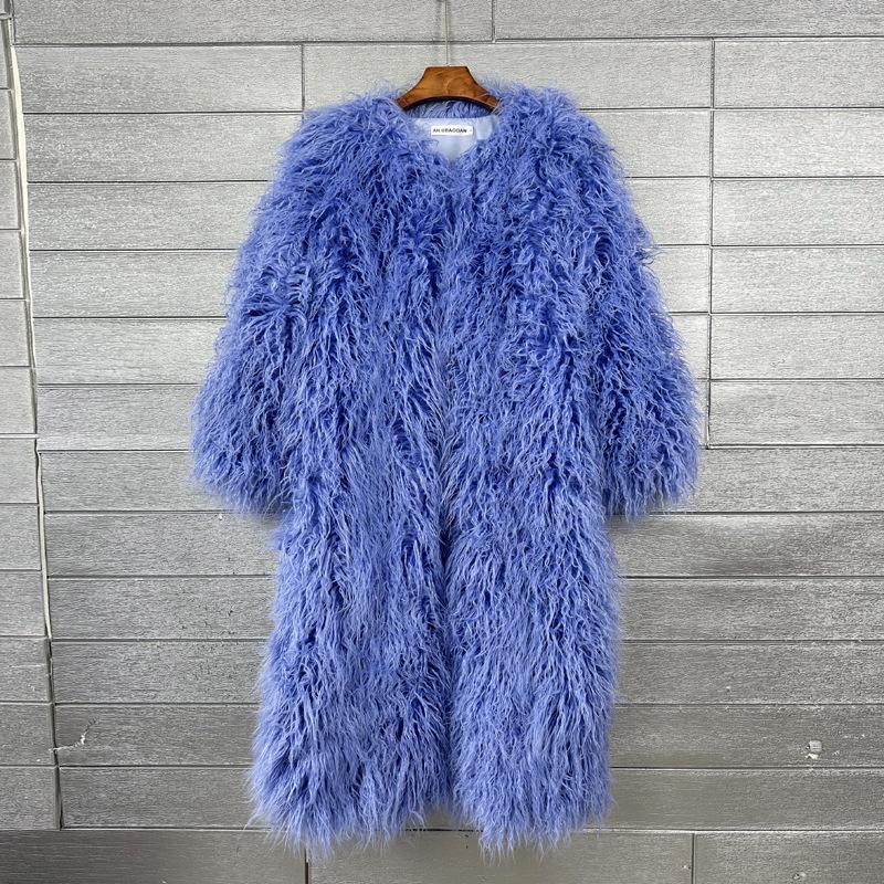 Источник Имитация меха мех пляжная шерсть удлиненная шерстяная куртка цвет колено длинный