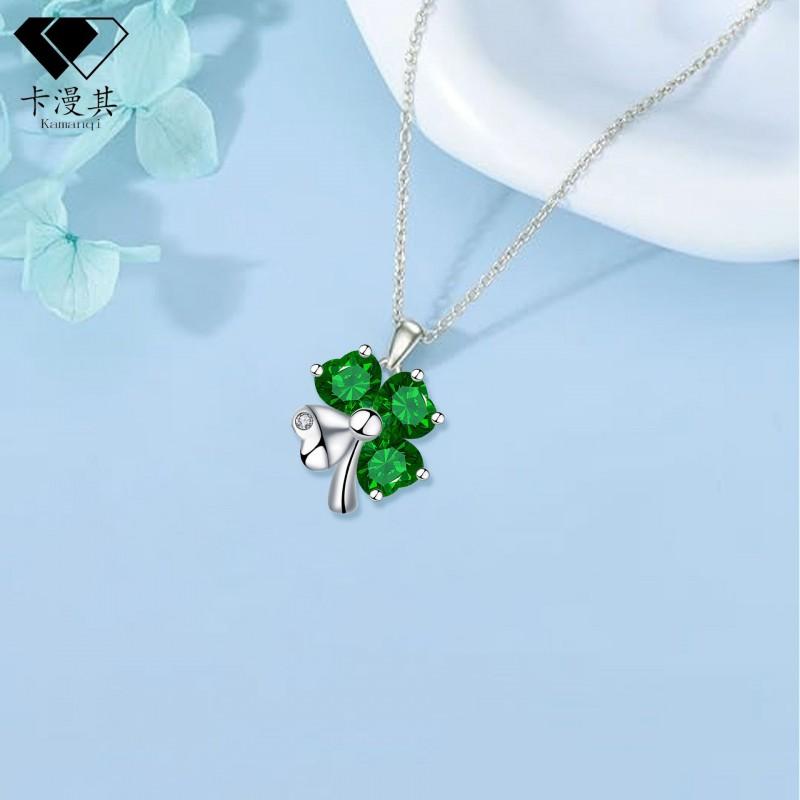 Elegant Four-Leaf Clover Pendant Necklace Women Green Copper Charm On Cross Chain Sweet Floral Style 2025