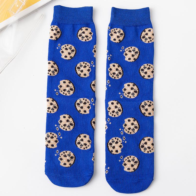 Women Creative Fruit & Hamburger Print Mid-Calf Socks Korean Style Casual Cotton Socks
