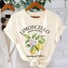 Женская футболка с коротким рукавом и круглым вырезом LIMONLLO с принтом лимона и лимонного цветка