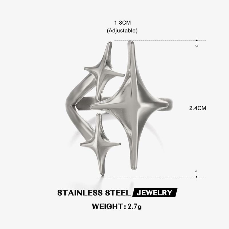 Stainless Steel Y2K Cross Star Shape Rings for Women Hip Hop Punk Adjustable Couple Rings Minimalist Party Zircon Gifts