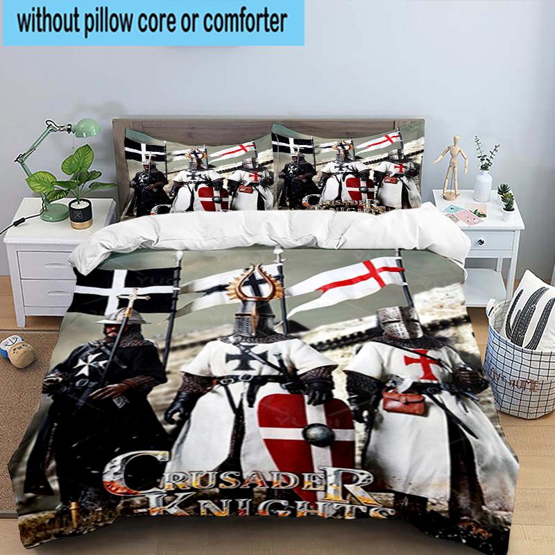 3PCS Knightly Crusader Armor 3pcs Bedding,Including 3PCS Duvet Cover And 2pcs Pillowcases Perfect for Christmas,Ideal for Bedroom, Dormitory