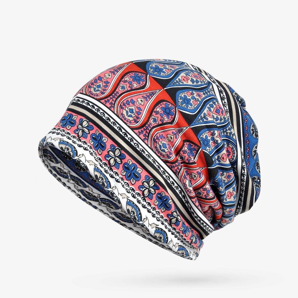 Женская шапка-пуловер двойного назначения в этническом стиле и шарф, а также теплый бархатный платок на голову для весны, осени и зимы