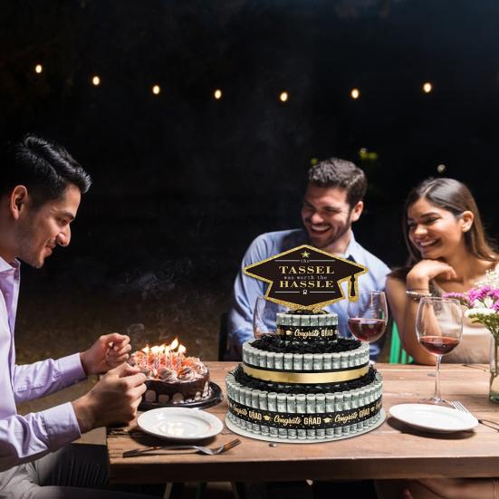 2025 Graduation Gifts 3 Tier Cake Filled with Cash Money Class of 2025 Graduation Decoration for Boys Girls High School College Grad Party Supplies