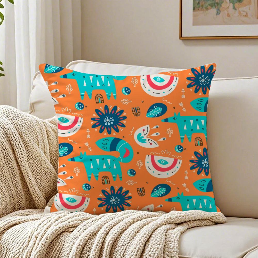 Classical Trend Moroccan Prints Flower Cushion Cover Linen Pillowcase Soft for Sofa Bed Home Room Decor