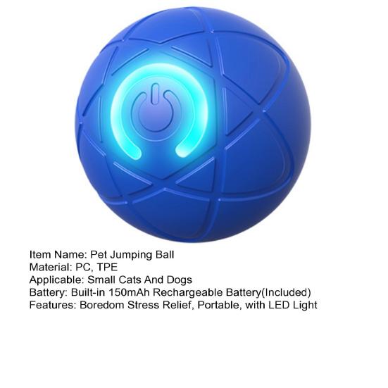 Мяч для прыжков со светодиодной подсветкой для домашних животных, снятие скуки и стресса, умная интерактивная игрушка для кошек и собак, перезаряжаемая через USB, электрическая, автоматическая, движущаяся, встряхивающая