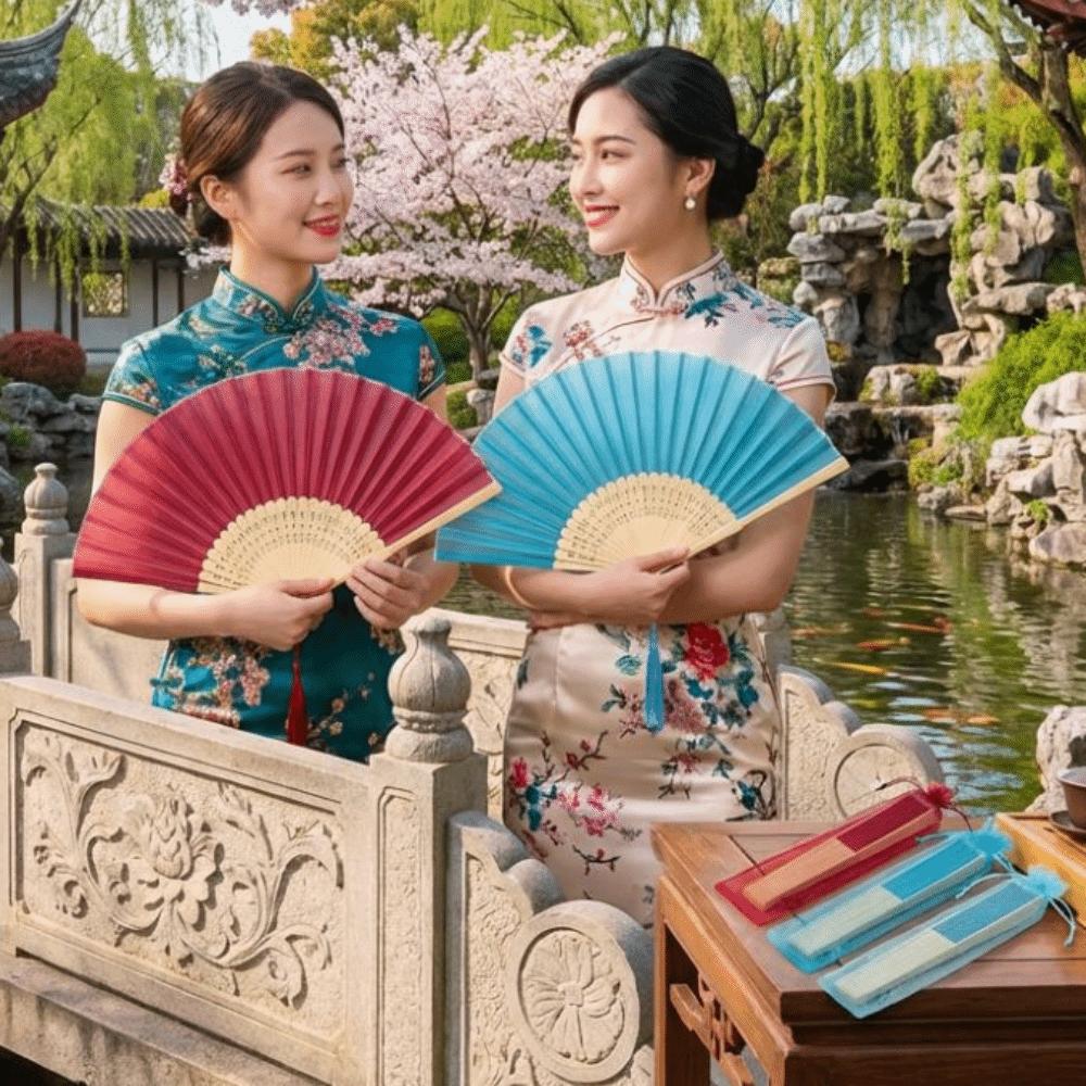 Wear Resist Silk Hand Fan Chinese Style Bamboo Hand Fan Classical Dance Fan Home Decoration