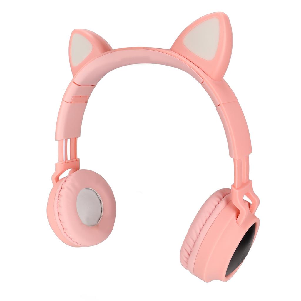 Игровые наушники с кошачьими ушками, глубокий бас, светодиодная подсветка, складная, симпатичная гарнитура с кошачьими ушками и мягкими амбушюрами синего цвета