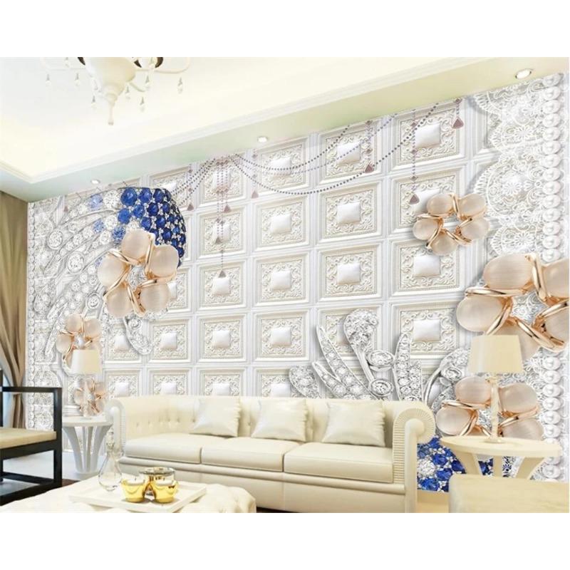 Современные 3D Обои Diamond Pearl Цветочные Обои, Спальня Гостиная Фон Настенная Роспись