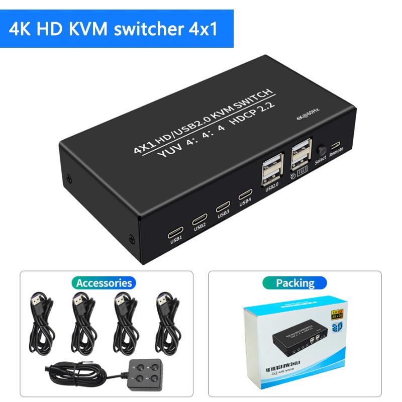 KVM-переключатель 2x1 HDMI: Видео 4K, Совместное использование USB-мыши и клавиатуры