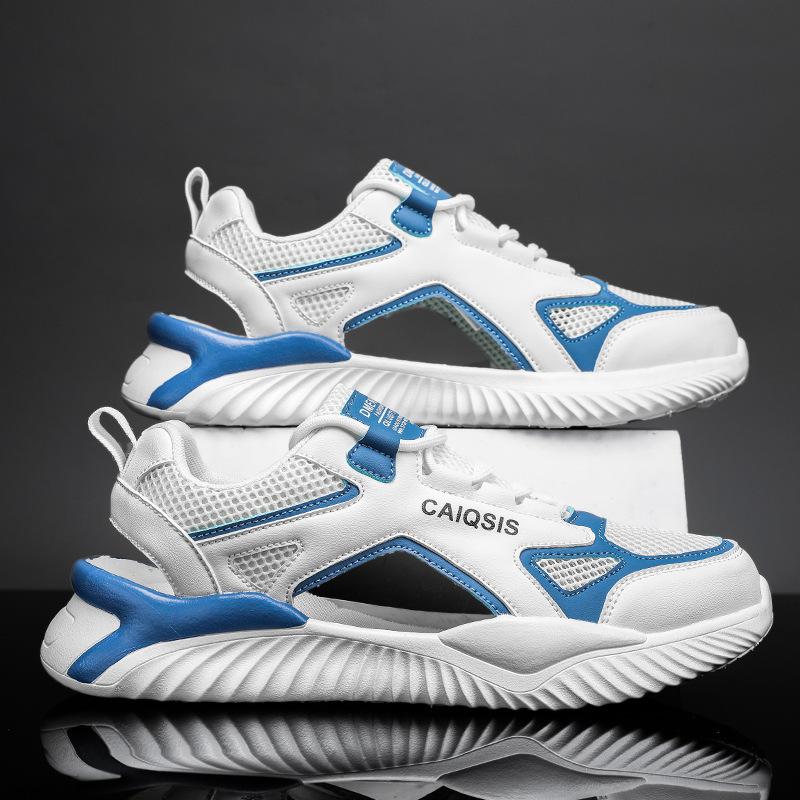 Сандалии 2024 года, лето, новые, на толстой подошве, нескользящие, износостойкие, папины туфли, тренд, универсальные, полые, повседневные туфли, модная обувь