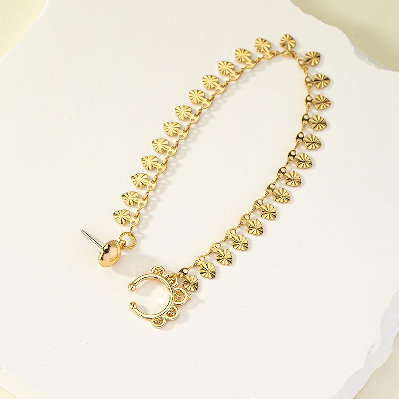 No Piercing Nose Clip for Women Creative Heart Tassel Chain Stud Earrings Bohemia Nose Clips Sexy Body Jewelry Accessories Punk Fake Nose Piercing