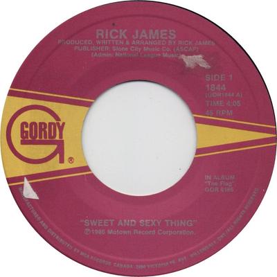 7-дюймовая пластинка RICK JAMES - Sweet And Sexy Thing 1844 Gordy 1986 Канада Соул/Фанк Б/У
