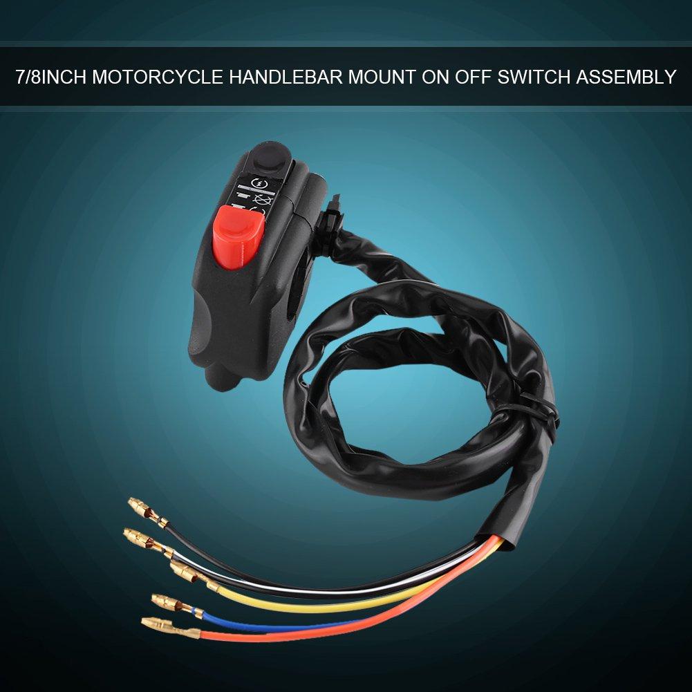 Keenso Handlebar Control Switch, Handlebar Mount Switch, Bike Electrical Switch, 22mm 7/8 Waterproof with Ignition Control, ON/OFF Control Switch