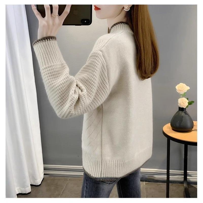 Женский шерстяной свитер Толстый Теплый Вязаный кардиган Свободного кроя Осень Зима Повседневная верхняя одежда