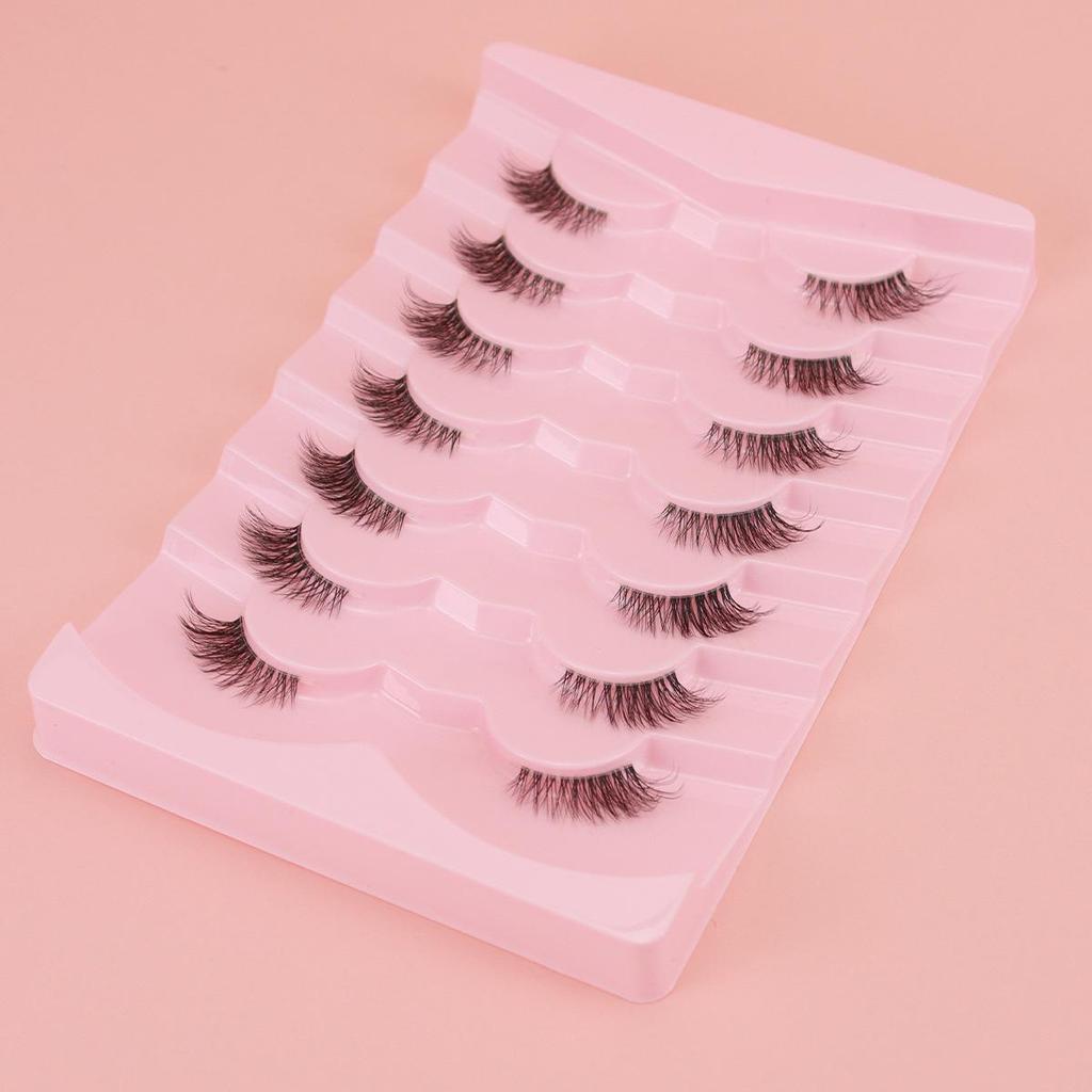 Cross-Border Cat-Eye Clear Band False Eyelashes - Natural, Dense, Half-Length with Extended Eye Tail