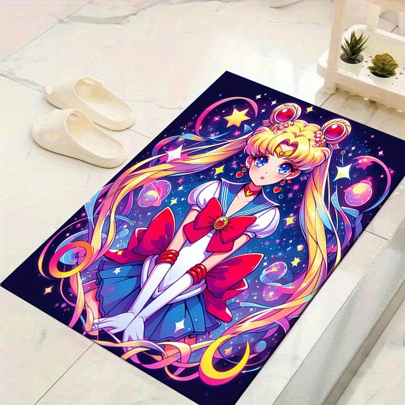 1pc Sailor Moon Pattern Area Rug, Anti slip Non Shedding Stain Resistant Carpet