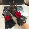 Сексуальные перчатки-сетка с розами, кружевные тонкие перчатки, свадебный реквизит для сценического выступления