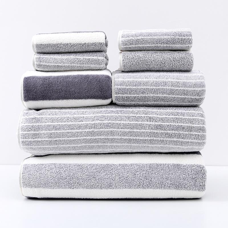 Colorful Striped 8pcs Coral Fleece Towel Set Ultra Soft Highly Absorbent Lint-Free for a Spa-Like Bath Experience Skin-Friendly Quick-Dry No Shedding