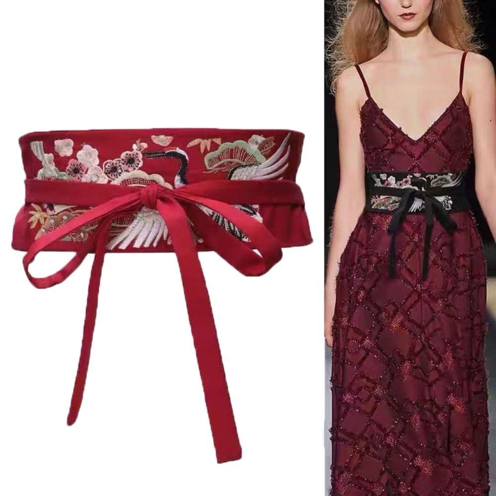 Вышитые кушаки ханьфу с цветами Женский пояс Простой широкий пояс Девушка