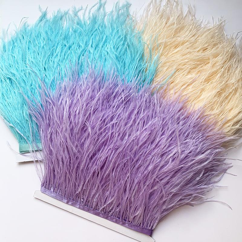 Ткань с отделкой из страусиных перьев 10-15 см Аксессуары для одежды DIY Украшение юбки Декольте платья Манжеты Перья
