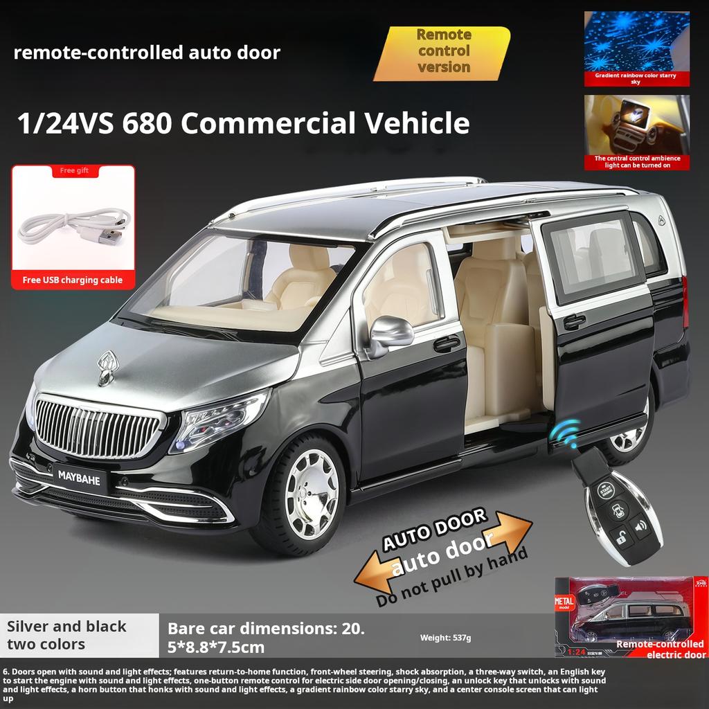 1:24 Mercedes-Maybach VS680 Luxury Large MPV Simulation Alloy Car Model Kids' Toy Car Brithday Gifts Collectible Decoration