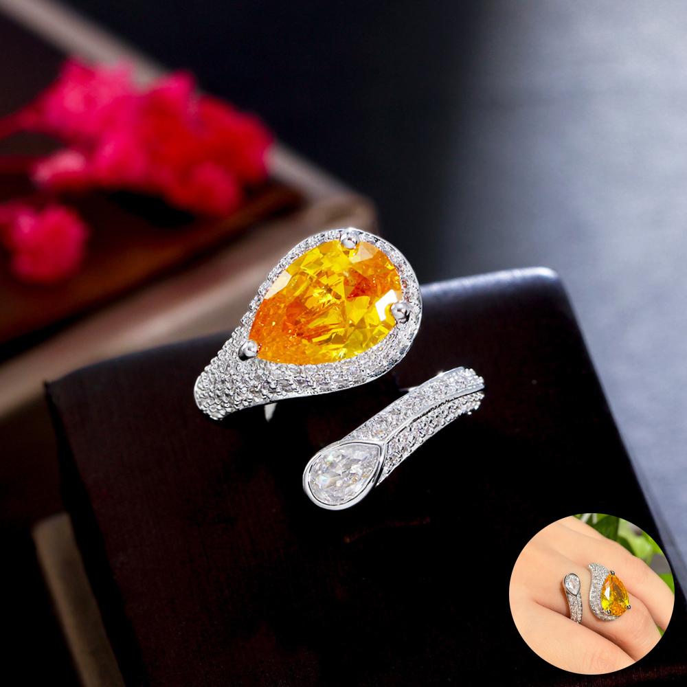 Ювелирные изделия CMM в европейском стиле, желтое большое геометрическое кольцо с цирконом для женщин