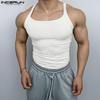 Summer Men Strap Sleeveless Rib Casual Fitted Tank Tops Undershirts