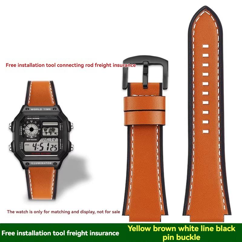 Для Casio маленькие квадратные AE1200/1300/1500 SGW-300/400 W-218 мужские оригинальные ремешки для часов из натуральной кожи аксессуары