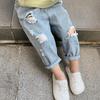 Summer Ripped Jeans Spring and Autumn Styles Loose Fit for Boys Cropped Pants for Girls Thin Design