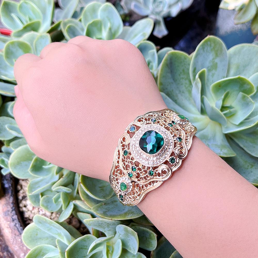 Шикарный женский браслет золотого цвета с цветком, браслет с кристаллами для невесты, свадебный ювелирный подарок