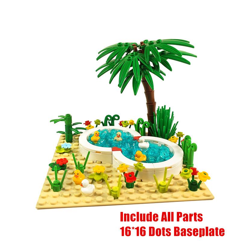 Farm Sunflowers Trees Bricks Blocks for Children MOC City Building Toys Animals Acc Bloques Compatible Classic Mini Blocks Parts