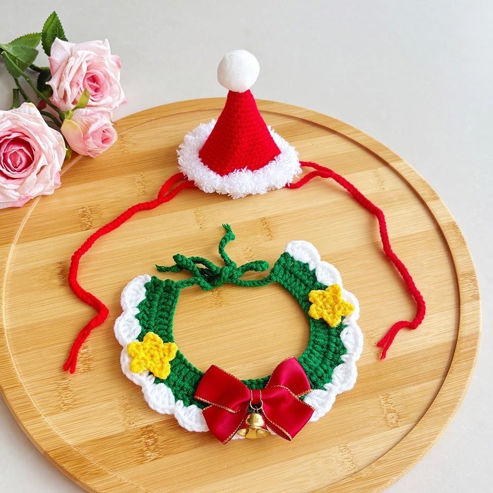 Red Bowknot Cat Santa Hat Jingle Bell Pet Holiday Bib Christmas Pet Neckwear Christmas Party