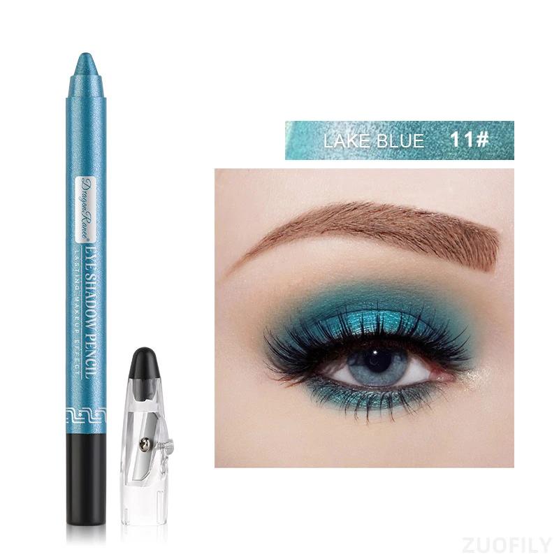 12 Color Highlighter Eyeshadow Pencil Waterproof Glitter Matte Nude Eye Shadow Makeup Pigment Cosmetics Blue White Eyeliner Pen