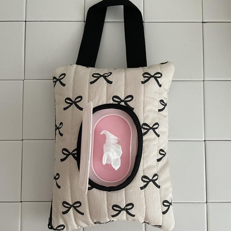 Откидная крышка с бантом для салфеток, чехол для влажных салфеток, сумка для подвешивания в машину, переносной держатель для бумаги, чехол для хранения салфеток, домашний декор