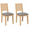 VidaXL Dining Chairs Cushions 2 Pcs Solid Rubber Wood, Dining Chair, Chair, Living Room Chair, Dining Chairs, 4102480
