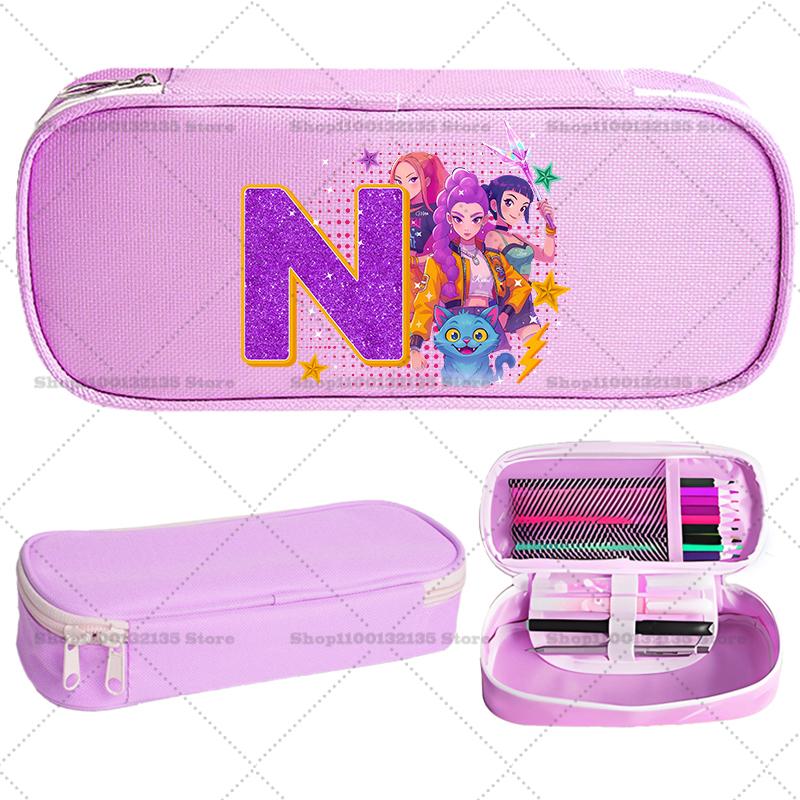 Kpop Demon Hunter Children Pencil Box Cartoon letter Student School Supplies Stationery Kids Penbag Pencilcase Kawaii Boys Gift