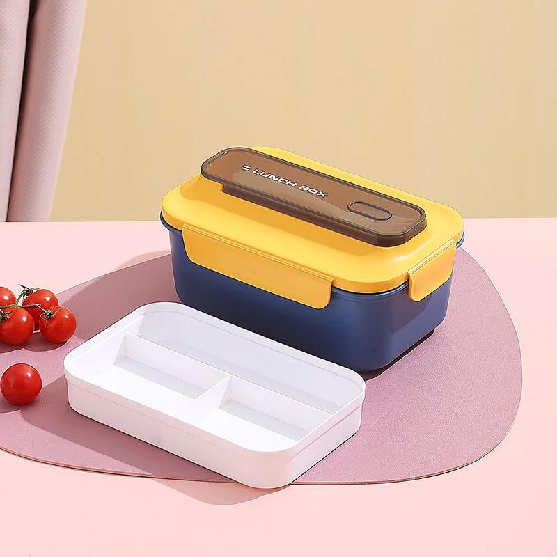 1200/1500Ml Lunch Box Portable Double-Layer Student Bento Box With Fork Spoon Outing Picnic Box Leakproof Food Storage Container