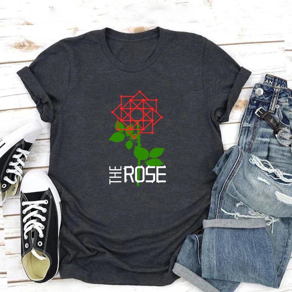 Футболка The Rose Kpop Back To Me, рубашка The Rose, корейская групповая футболка, женские футболки с графическим рисунком, уличная одежда с короткими рукавами, топ, подарок для фаната