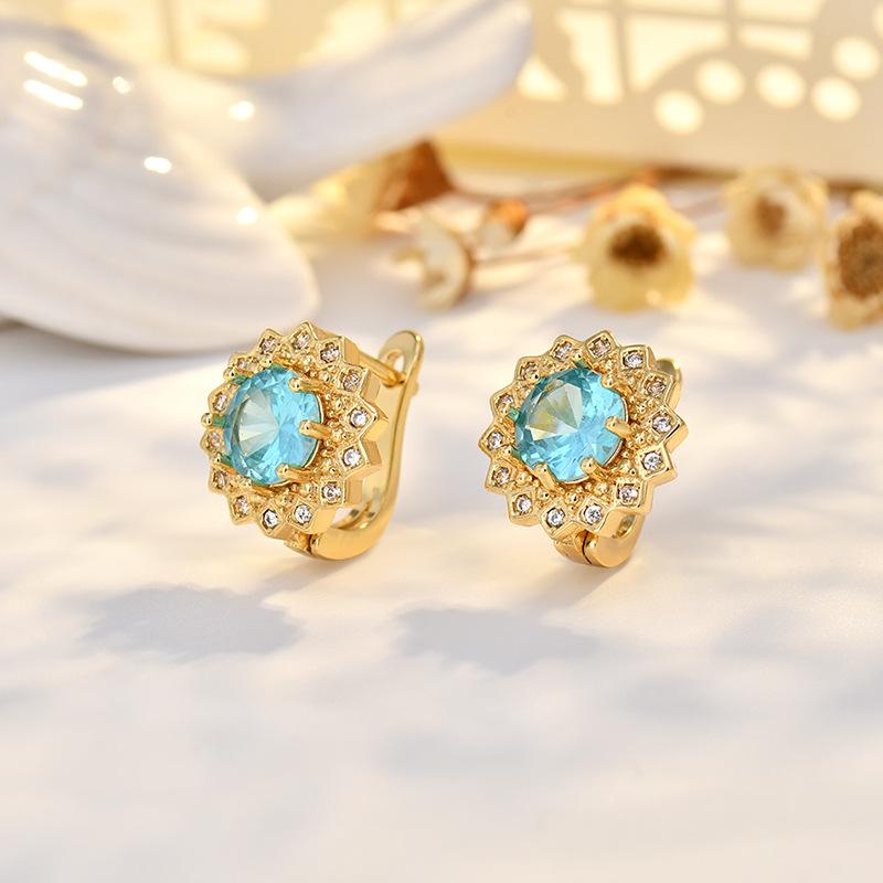 BELLA BOX Трансграничные серьги-клипсы с подсолнухом из бриллиантов, медные серьги с цирконом, высококлассный аксессуар для женщин