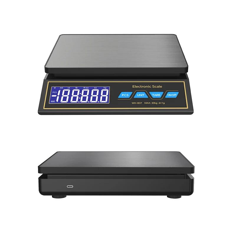 Цифровые кухонные весы 30 кг / 66 фунтов, нержавеющая сталь, USB-зарядка, электронные весы с функцией подсчета, инструмент для измерения веса